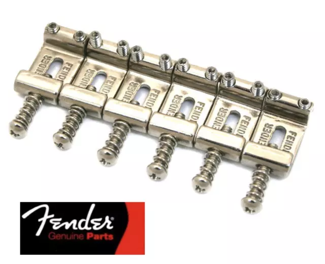 NEW 6 Saddles Fender American 0075123049 depuis 2008 inscription "Fender" nickel