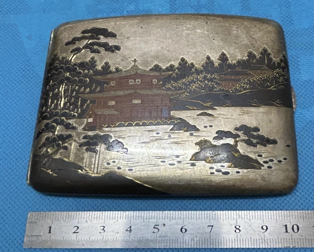RARE JAPANESE ANTIQUES Silver Colored Cigarette Case , Signed By