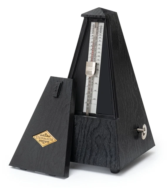 Metronome a Cloche Mecanique forme Pyramidale Pendule Vitesses Réglables Noir