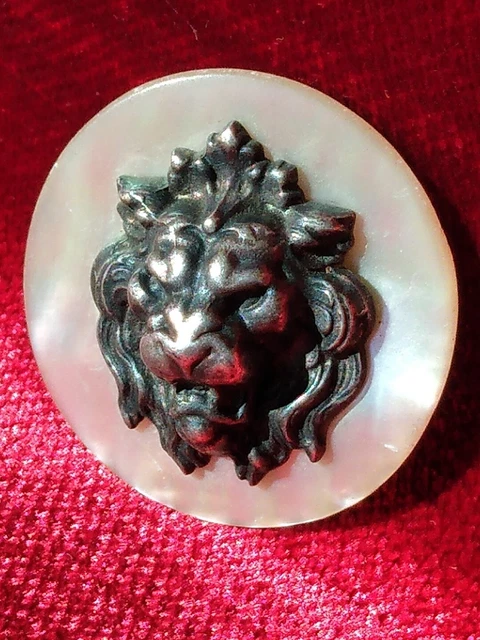 Bouton ancien - Métal & Verre - Lacy Glass - 26 mm - XIXe - lacy glass Button eB