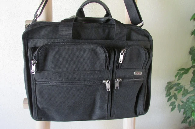 Vintage Tumi Black Ballistic Nylon & Leather Trim Briefcase / Shoulder Bag