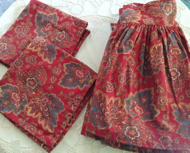 Neiman Marcus LEGACY 3pc Dust Ruffle Euro Sham SET Red French Country Queen READ