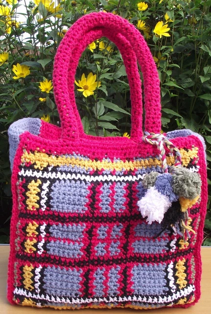 Crochet Bag Pattern - Anderson Tartan - Jute Bag Cover, Tote, Shopping PDF