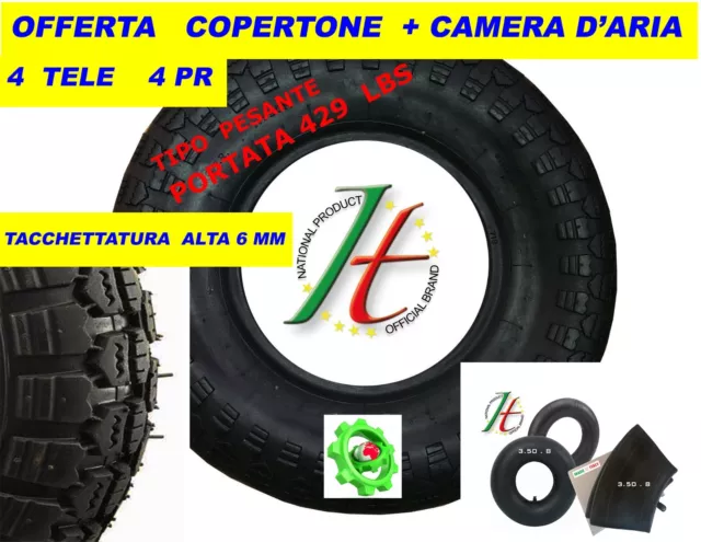 Copertone X Ruota Per Carriola ,  3.50 - 8  Modello Vespa  +  Camera D' Aria