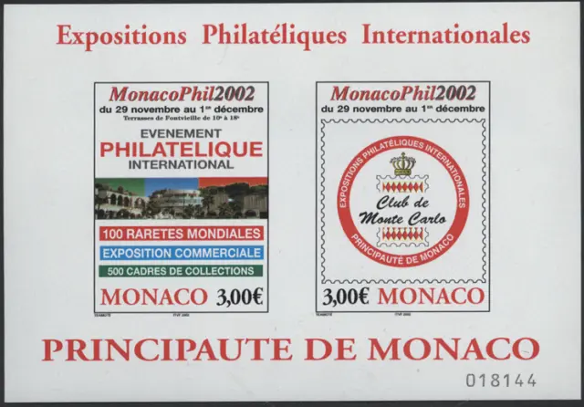 Monako 2002 "MONACOPHIL" Werbeplakate , MiNr Block 85 ** MNH