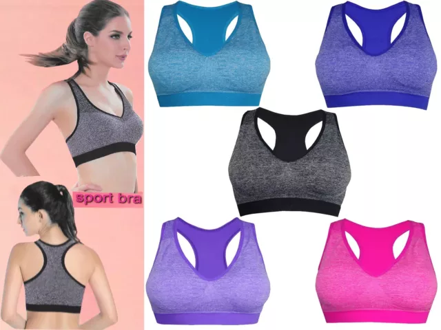 Womens Padded Sports Bra Ladies Crop Top Gym Yoga Workout Run Fitness Exercises
