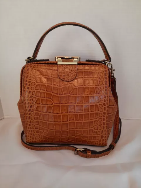 Patricia Nash Leather Croc Embossed Nela North/South Brown Bag