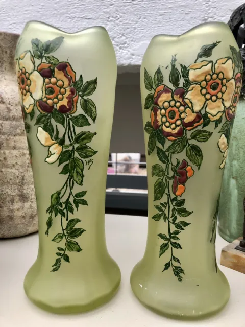 * - LEGRAS - Paire de Grands vases balustre a col lobé - 27 cm - circa 1920