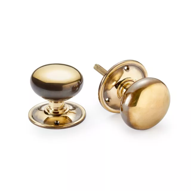 65mm Aged Solid Brass Cottage Rim Mortice Door Knobs Knob Pair Set Quality