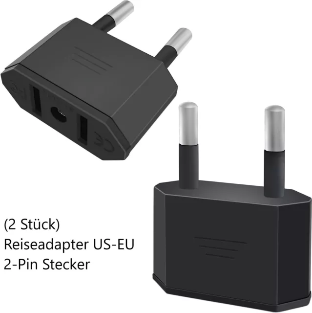 USA US zu EU/DE/AT Strom Adapter Steckdose Netzstecker Reiseadapter Wandler 2x