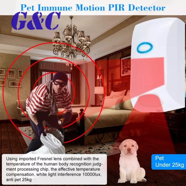 Wireless 433MHz Pet Immune Motion PIR Sensor Infrared Detector for Alarm System