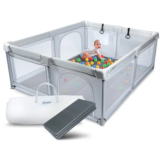 Sternfeld Laufstall Baby - Sicheres Laufgitter - Geoffnete Verpackung