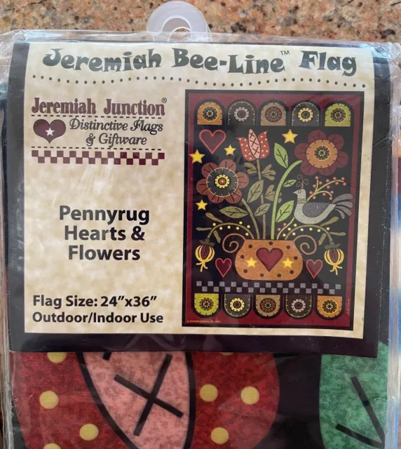 Jeremiah Junction Flag - Pennyrug Hearts & Flowers - 24"x36" New in package