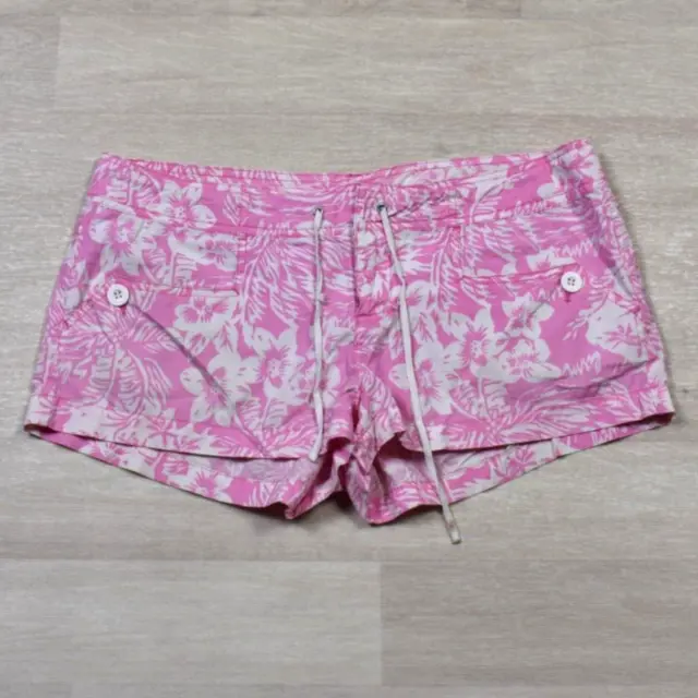 Y2K Younique Women's Low Rise Hawaiian Shorts Pink Floral VTG 2000s Board Short