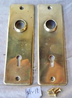 Door Knob Back Plates (pr) Brass Antique Mission 5 3/4"h x 1 7/8"w w/ screws