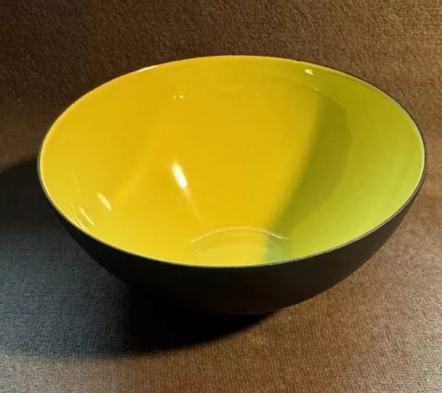 Vintage Krenit Herbert Krenchel Mid Century Modern Danish Enameled Metal Bowl