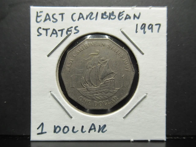 East Caribbean States 1 Dollar 1997 Coin in 2x2 Flip G1102