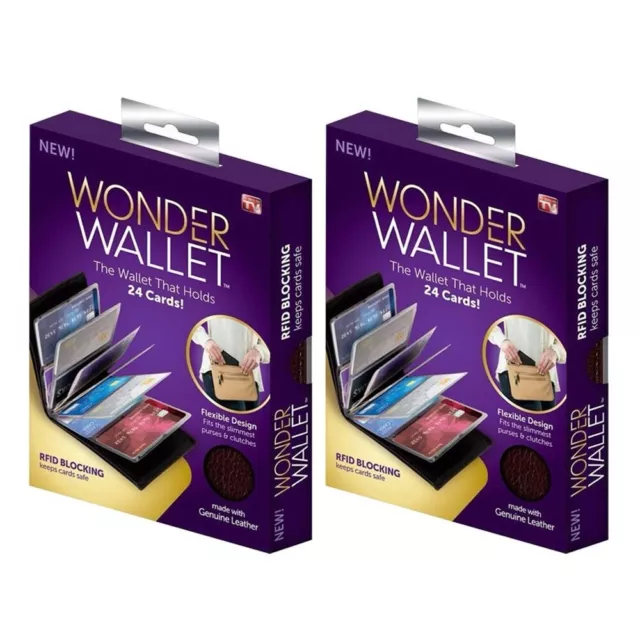 2pcs Original Wonder Wallet Amazing Slim RFID Wallet As Seen on TV Black Leather