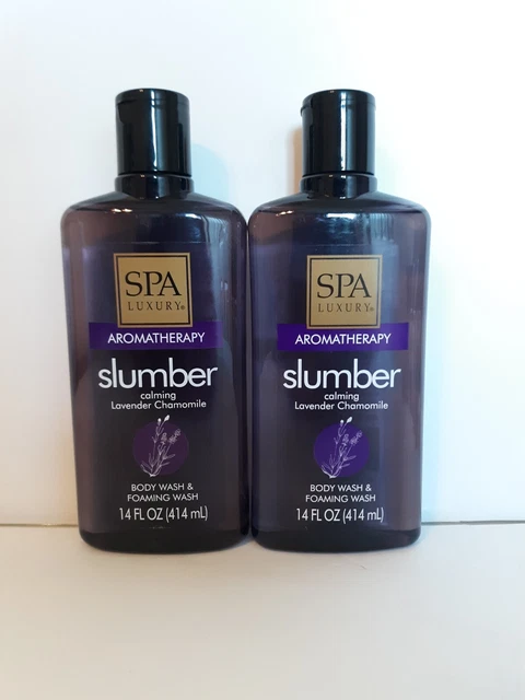 (2) Spa Luxury Aromatherapy Body Wash & Foaming 14oz. SLUMBER Lavender Chamomile