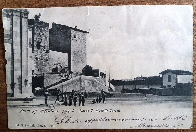 SK27] Cartolina PRATO Piazza Santa Maria delle Carceri Viaggiata 1904 Indiviso