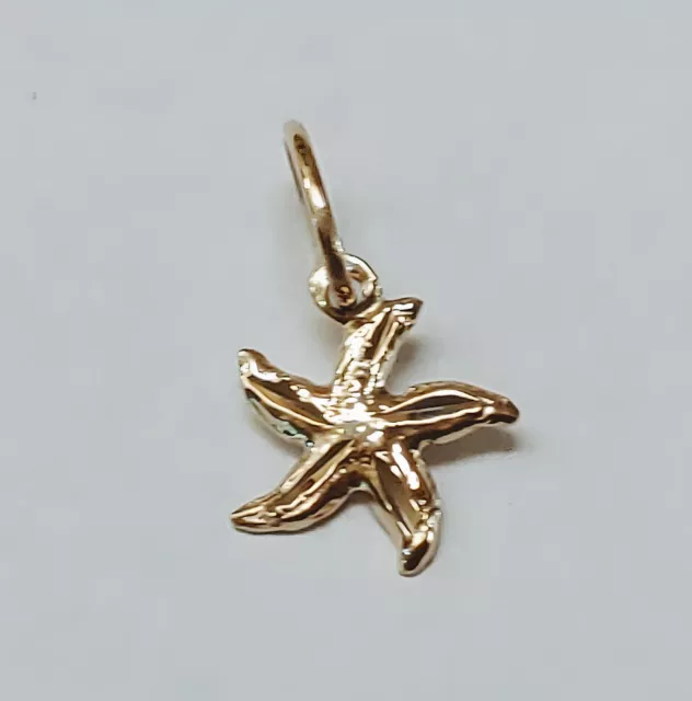 New 14k Yellow Gold Starfish Charm Pendant