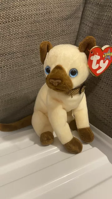 TY BEANIE BABIES Siam Siamese Cat Soft Plush Toy RARE Retired