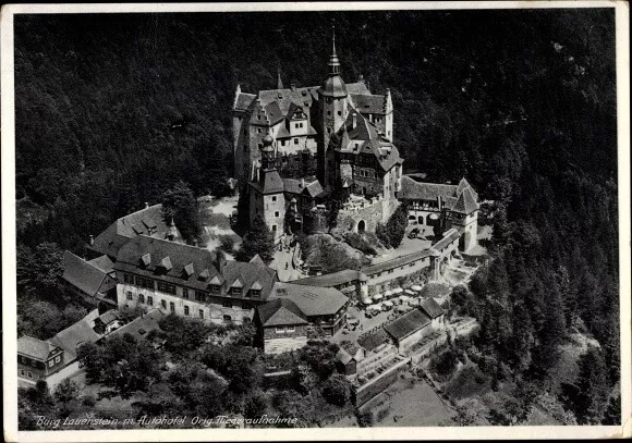 Ak Lauenstein Ludwigsstadt, Blick auf die Burg mit Autohotel,... - 2928366