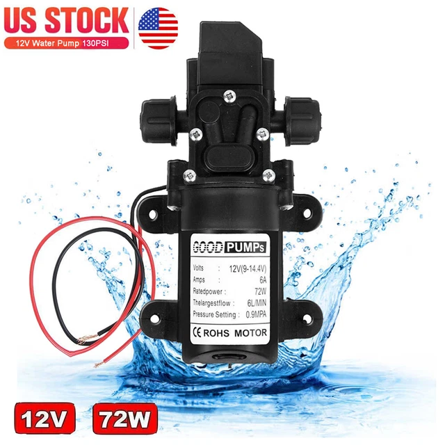 12V Water Pump Automatic Fresh Water Pressure Diaphragm Pump 130PSI Boat Marine