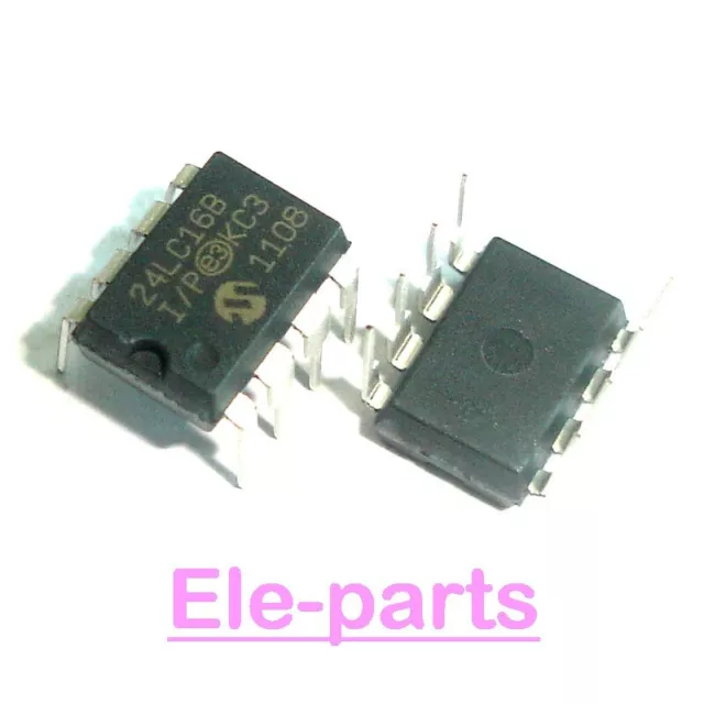 50 PCS 24LC16B-I/P DIP-8 24LC16 16K I2C Serial EEPROM Integrated Circuits Chip