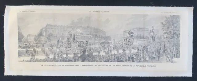 Affiche Fête nationale du 22 septembre 1892 Le journal illustré char Paris