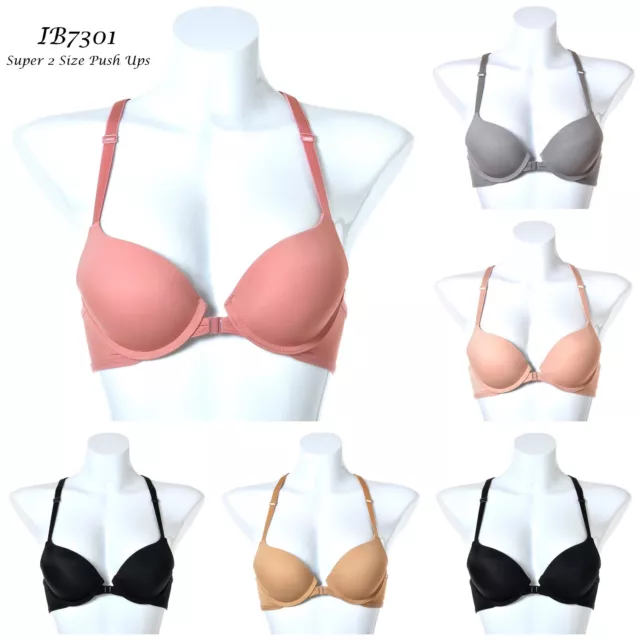 1/3/6 Bras Extreme Push Up add 2 Size Open Front Seamless Racer Back Bra 32B-38C 2