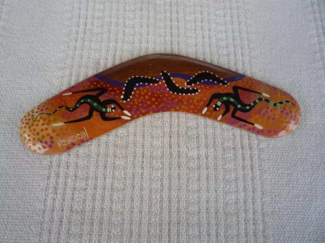 Boomerang Bumerang aus Australien 100% Original Aboriginal Kunst Handbemalt 20cm