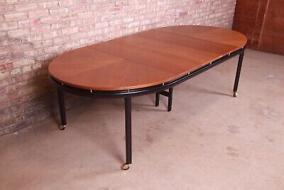 Michael Taylor for Baker Furniture Cherry Wood and Black Lacquer Dining Table