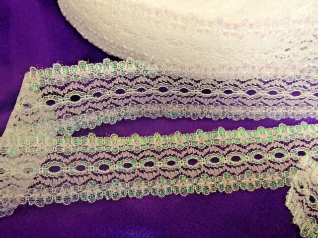 Eyelet/knitting in/ coathanger lace 10 metres x 30mm wide "White Opal" colour