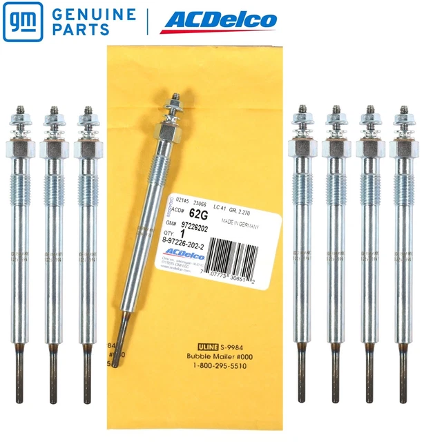 thumbnail image 2 of TOPAZ 8-Pack Glow Plugs For Chevy GMC 6.6L Duramax LB7 LLY 2001-2004 - 97226202, GP110 2 of 6