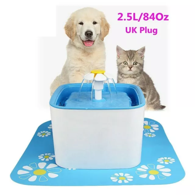 2.5L Automatic Cat Dog Kitten Water Drinking Fountain Pet Bowl Drink Dish Filt