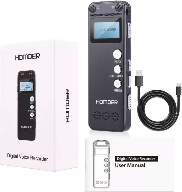 Homder Digital Voice Recorder USB Professional Dictaphone Small Stereo MP3 8GB