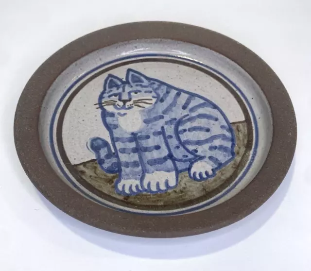 Vintage Artist Signed Stoneware Cat Pottery Plate Dish MA Hadley Style Drawing