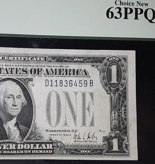 Fr 1602 1928B D11836459B $1 SC⭐CH CU PCGS 63PPQ ⭐Crisp Clean BANKNOTE
