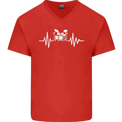 DRUM KIT Pulse ECG DRUM batterista Da Uomo V-Neck T-shirt di cotone 3
