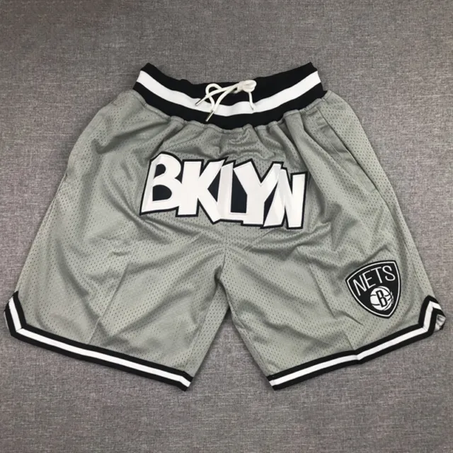 Pantalones cortos de baloncesto retro Brooklyn Nets cosidos Talla : S-2XL