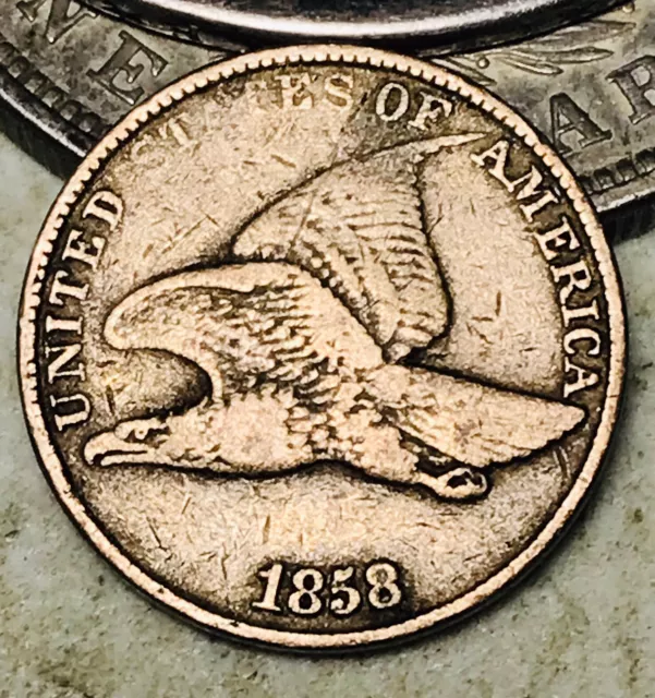 1858 Flying Eagle Cent One Penny 1C Large Letters Ungraded US Coin CC18156
