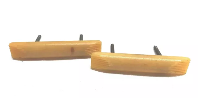 2 Vintage Bakelite Drawer Handles Cupboard Pull Art Deco Old Butterscotch Amber