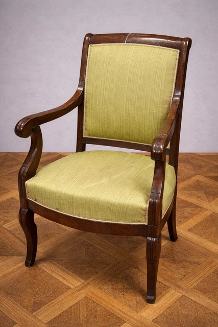 Fauteuil De Bureau Chesterfield Style Vintage - Similicuir Rouge, Structure Acajou