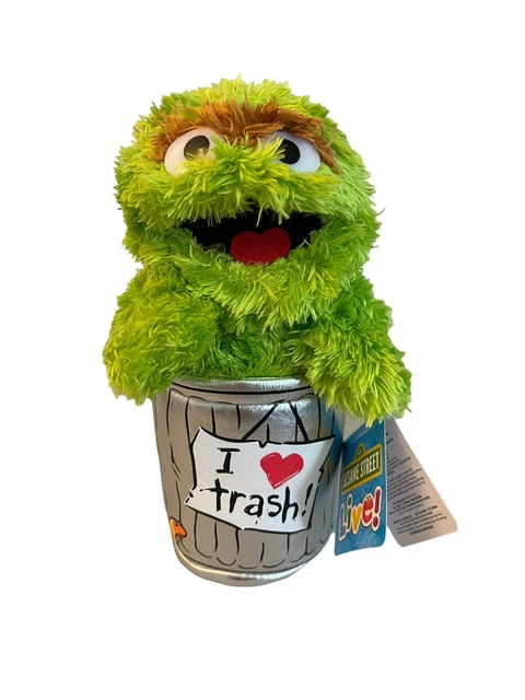 SESAME STREET LIVE Oscar The Grouch In Trash Can I LOVE TRASH Plush 10 SESAME STREET LIVE Oscar The Grouch In Trash Can I LOVE TRASH Plush 10