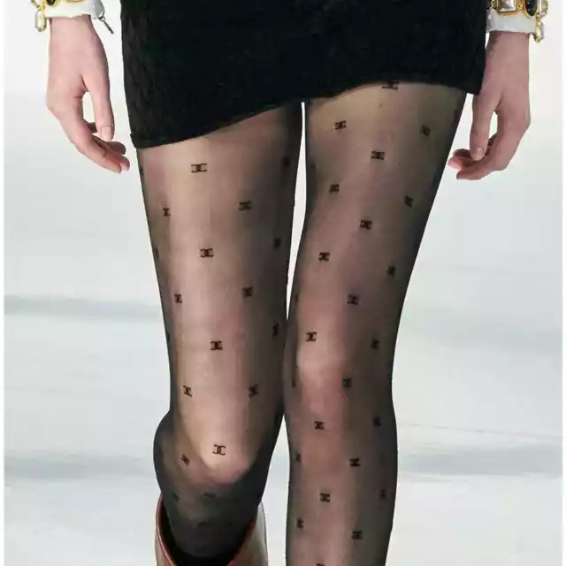 CHANEL Pre-Fall 2009 VINTAGE NEW GLITTER COCO CHANEL GOLD STOCKINGS S  FR34-FR38