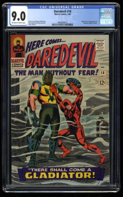 Daredevil #18 CGC VF/NM 9.0 1st Appearance Gladiator John Romita Art! Marvel