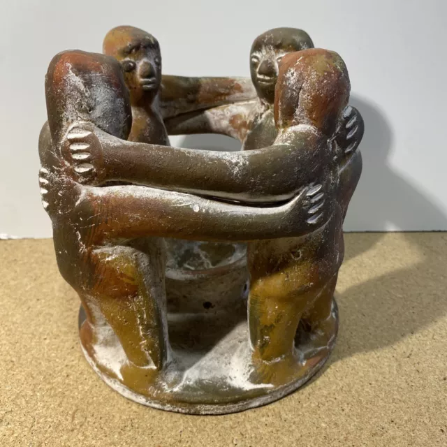 Circle Of Friends Candle Holder Mayan Aztec Terracotta Circle of 4