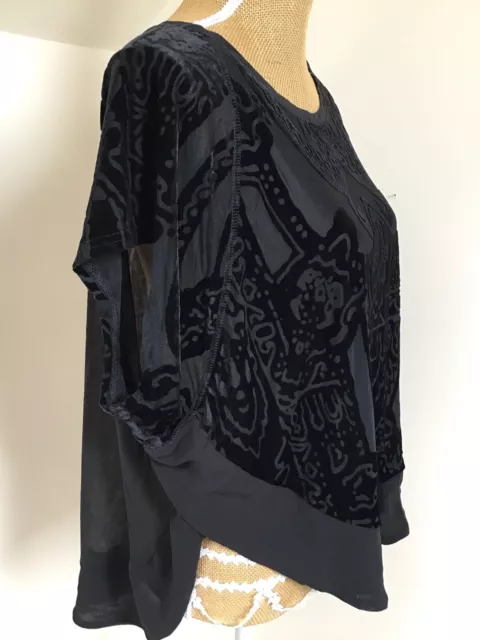 black Damask Top Lagenlook Witchery Size 8/10 Oversized