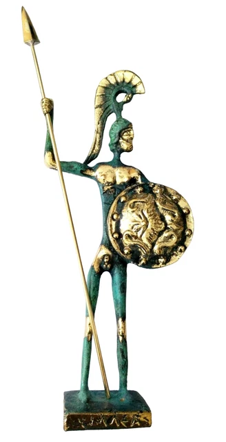 Ancient Greek Bronze Museum Statue Replica of Achilles With Spear & Shield Troy